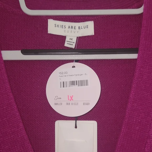Skies Are Blue Fuchsia Cardigan Sweater - Picture 3 of 3